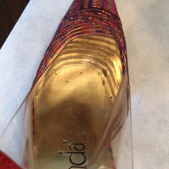 💞 Moved - Amanda Vinyl & Metallic ribbon back strap funky heels - Picture 10 of 12